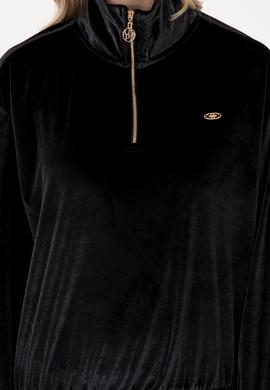 Kadın Siyah Fermuarlı Dik Yaka Sweatshirt - 50292400027