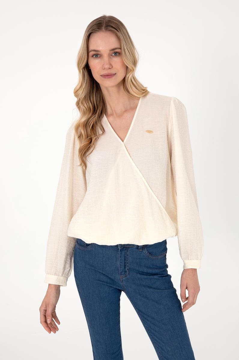 Kadın Krem Uzun Kollu Gömlek