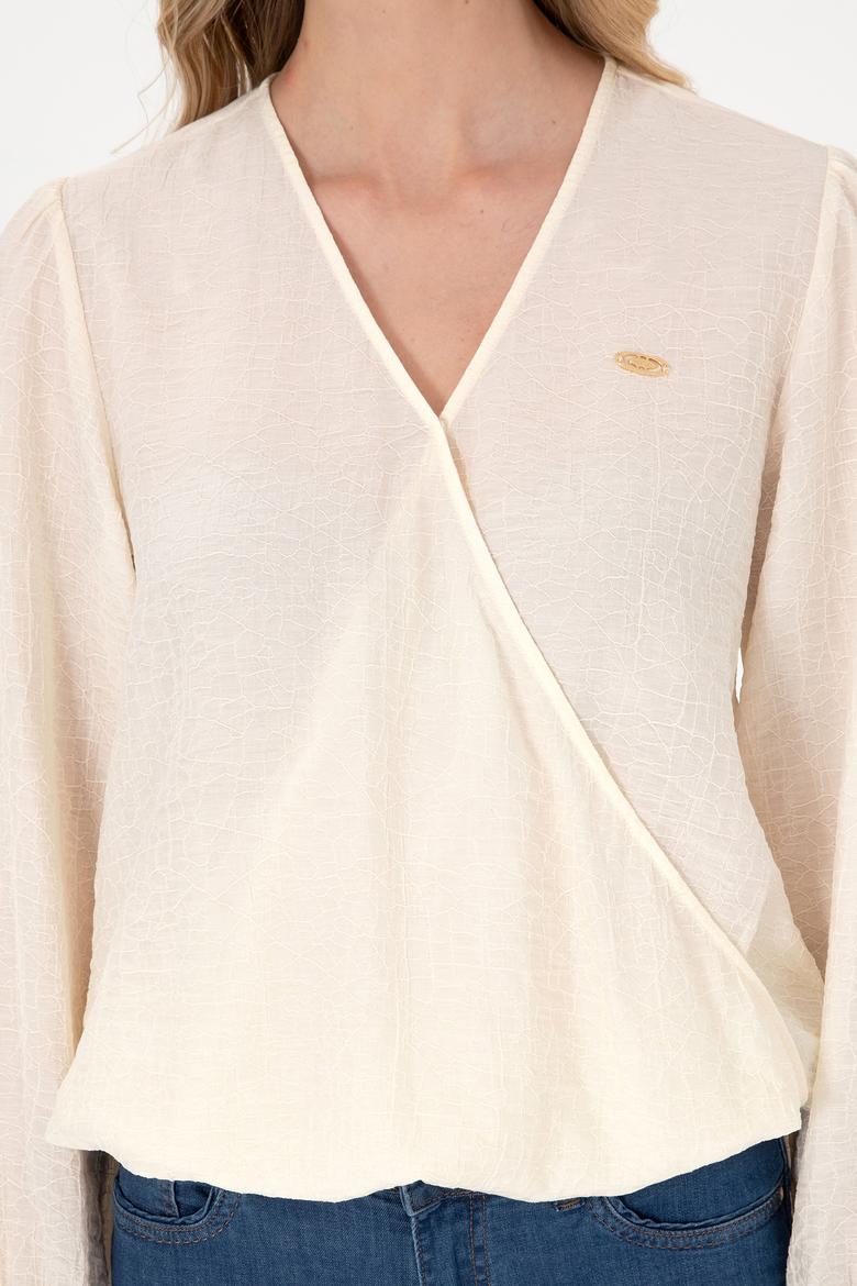 Kadın Krem Uzun Kollu Gömlek - 50299454004