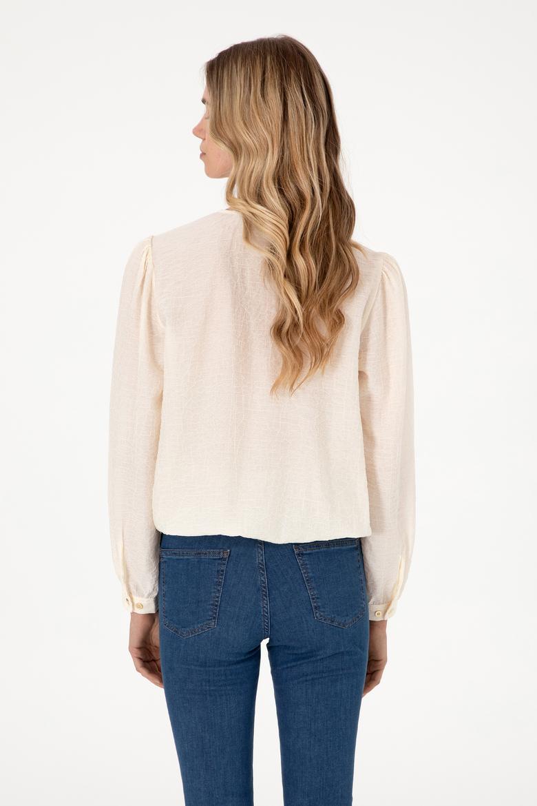 Kadın Krem Uzun Kollu Gömlek - 50299454004