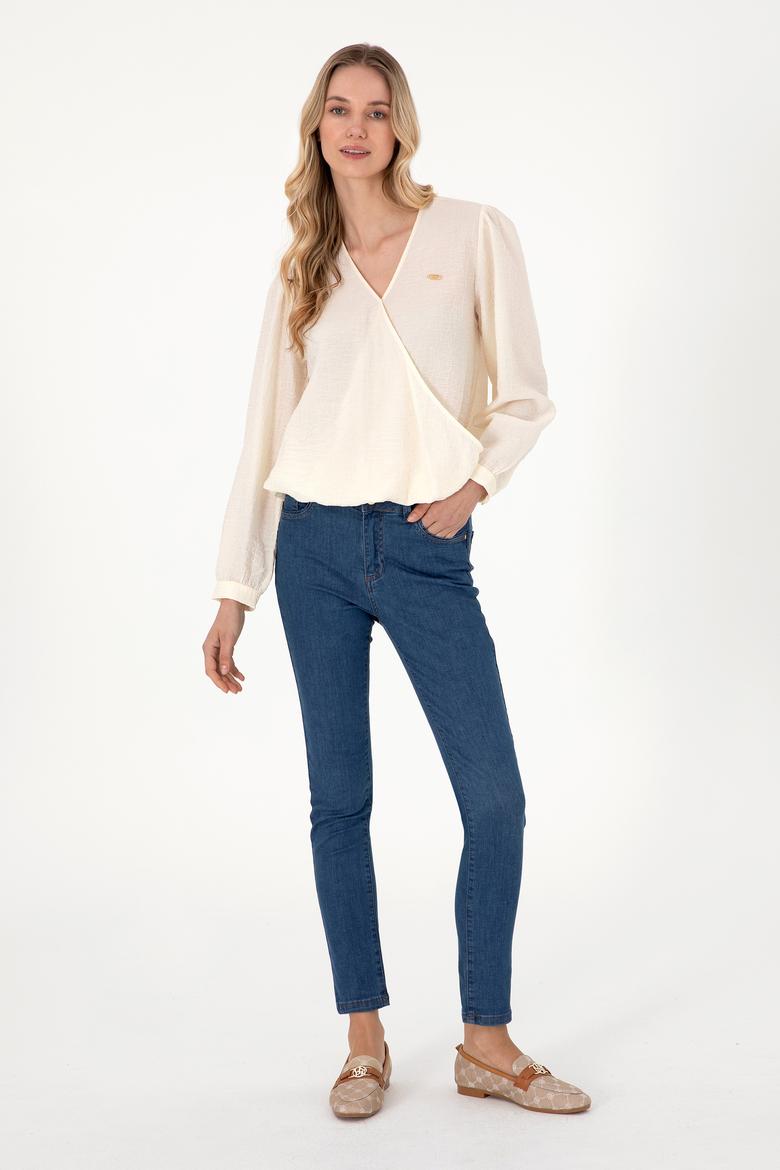 Kadın Krem Uzun Kollu Gömlek - 50299454004