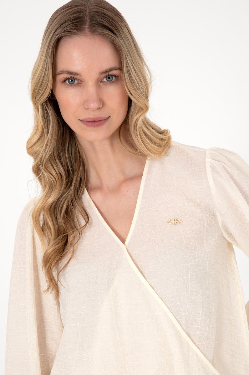 Kadın Krem Uzun Kollu Gömlek