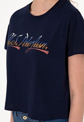 Kadın Lacivert Bisiklet Yaka Tişört - 50299735016