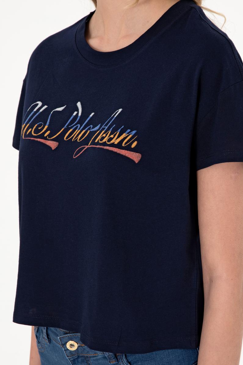 Kadın Lacivert Bisiklet Yaka Tişört