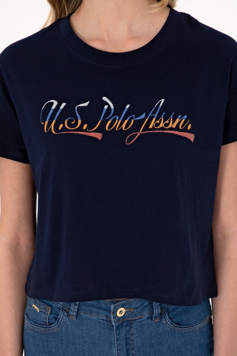 Kadın Lacivert Bisiklet Yaka Tişört - 50299735016