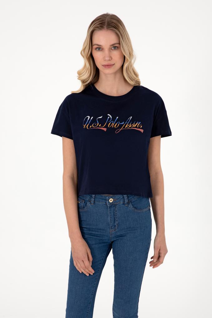 Kadın Lacivert Bisiklet Yaka Tişört