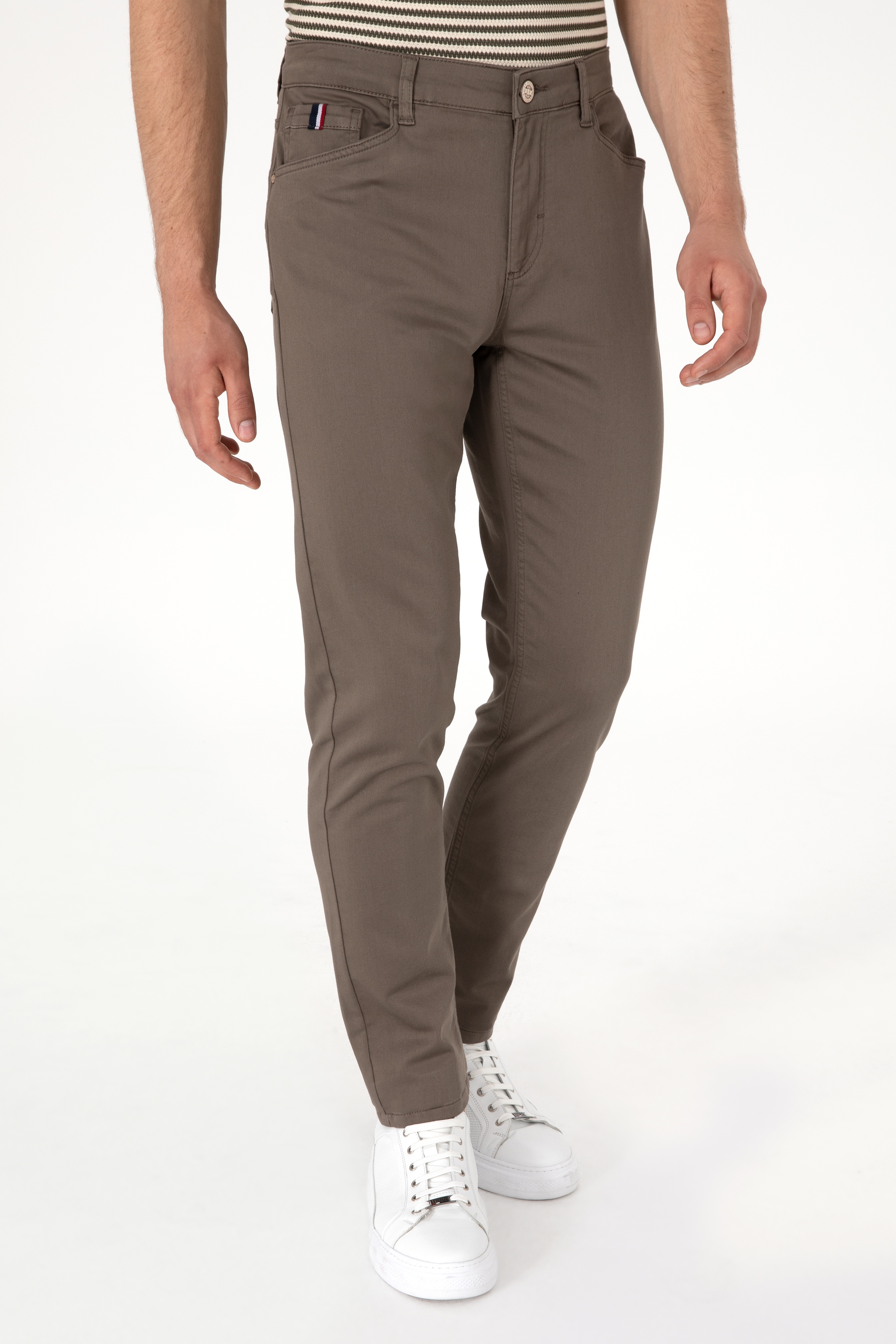 Erkek Slim Fit Vizon Kanvas Pantolon - Image 2