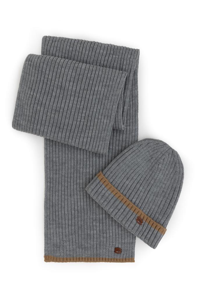 Erkek Gri Melanj Kaşkol Bere Takım