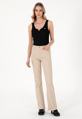 Kadın Siyah Kolsuz V Yaka Tişört - 50300670020