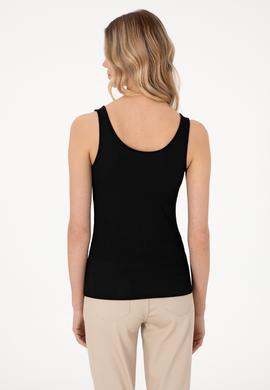 Kadın Siyah Kolsuz V Yaka Tişört - 50300670020