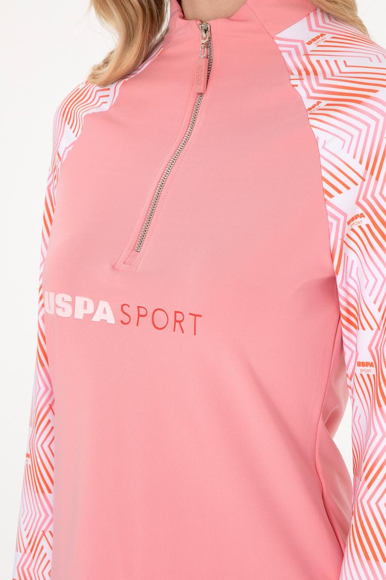 Kadın Pembe Fermuarlı Dik Yaka Sweatshirt - 50300732023