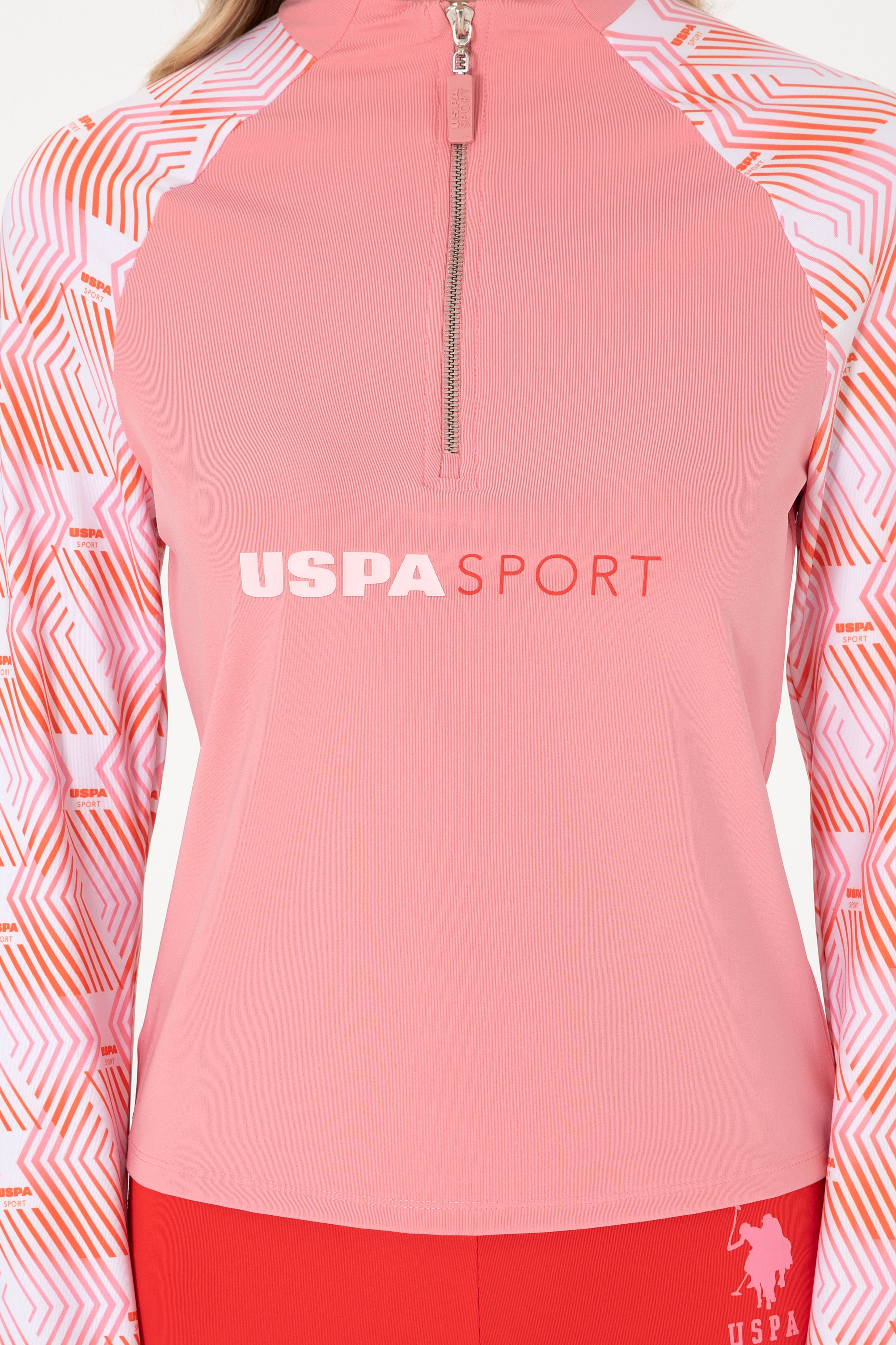 Kadın Pembe Fermuarlı Dik Yaka Sweatshirt - Image 6