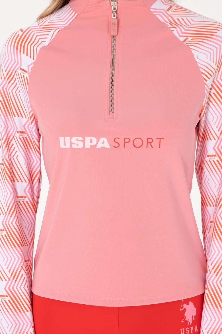 Kadın Pembe Fermuarlı Dik Yaka Sweatshirt - 50300732023