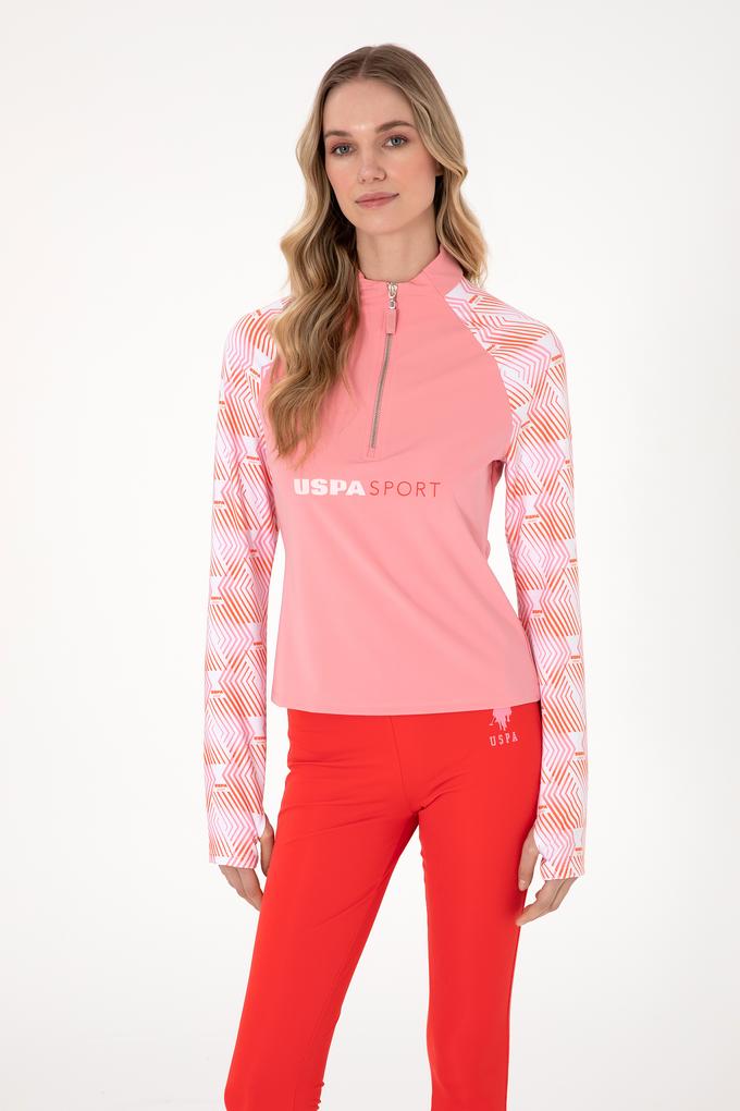 Kadın Pembe Fermuarlı Dik Yaka Sweatshirt