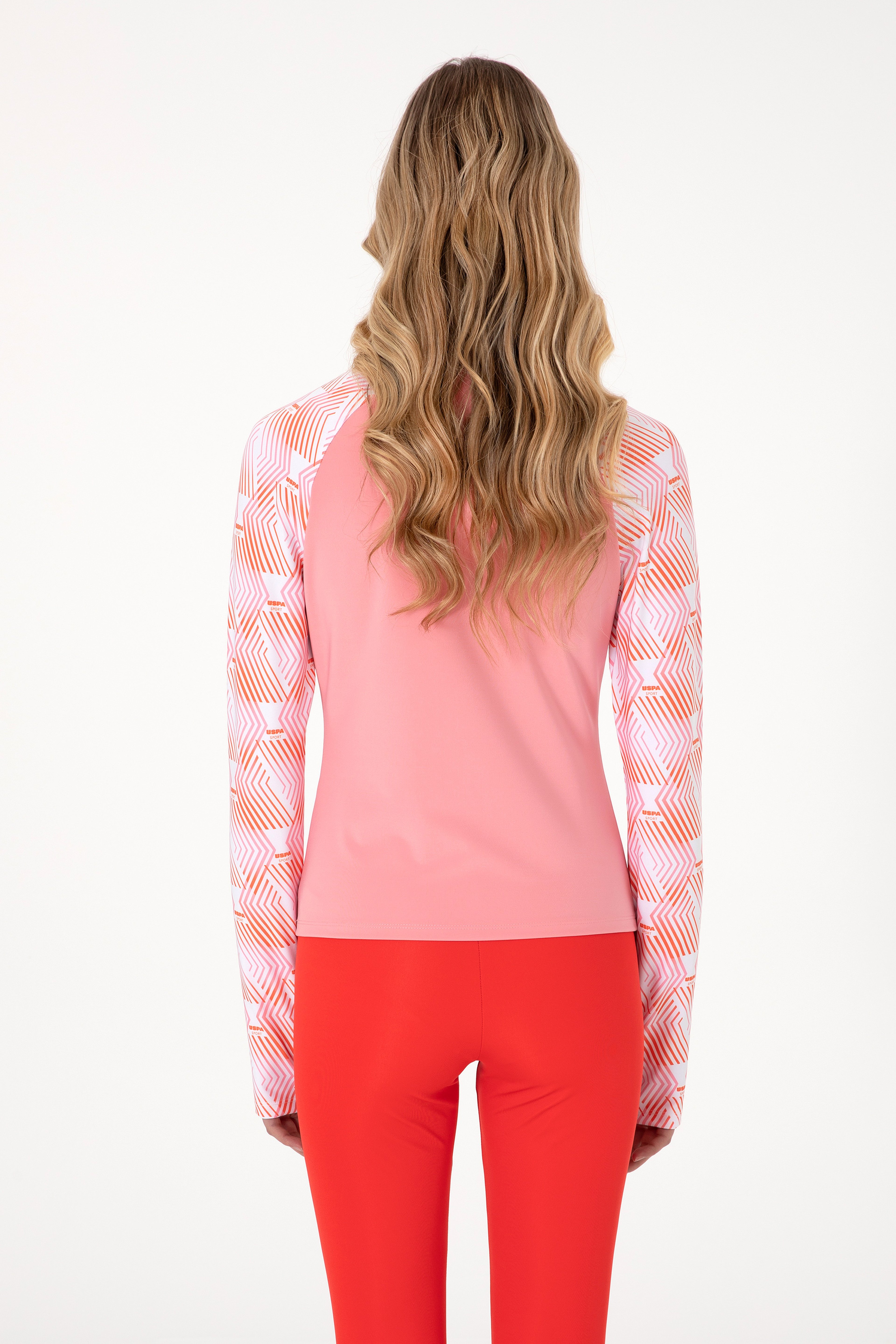 Kadın Pembe Fermuarlı Dik Yaka Sweatshirt - Image 5