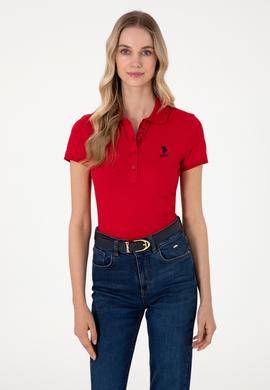 Kadın Kırmızı Basic Polo Yaka Tişört - 50300896056