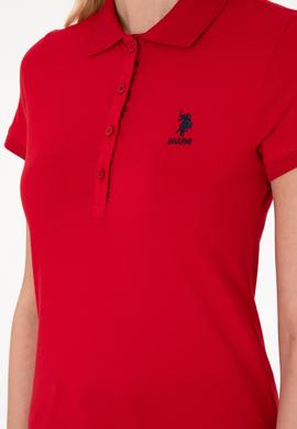 Kadın Kırmızı Basic Polo Yaka Tişört - 50300896056