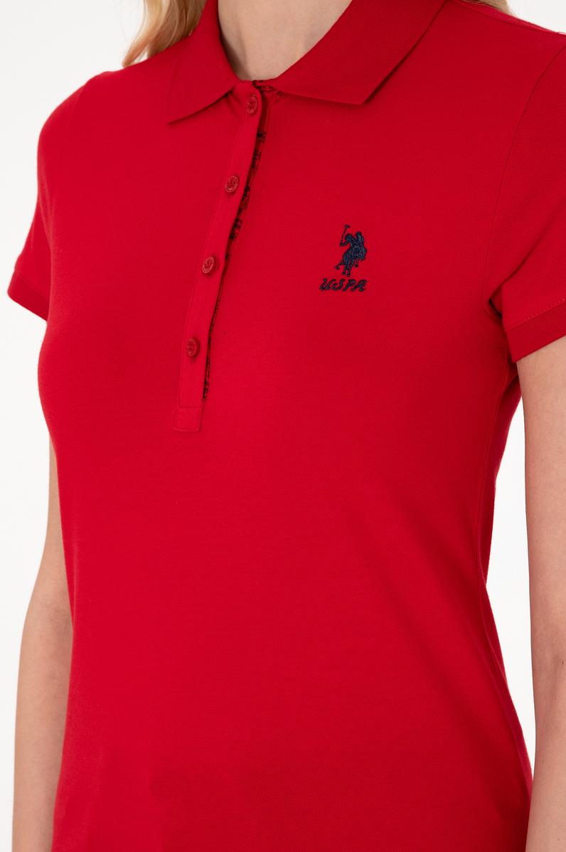 Kadın Kırmızı Basic Polo Yaka Tişört