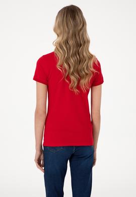 Kadın Kırmızı Basic Polo Yaka Tişört - 50300896056