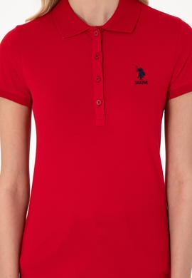 Kadın Kırmızı Basic Polo Yaka Tişört - 50300896056