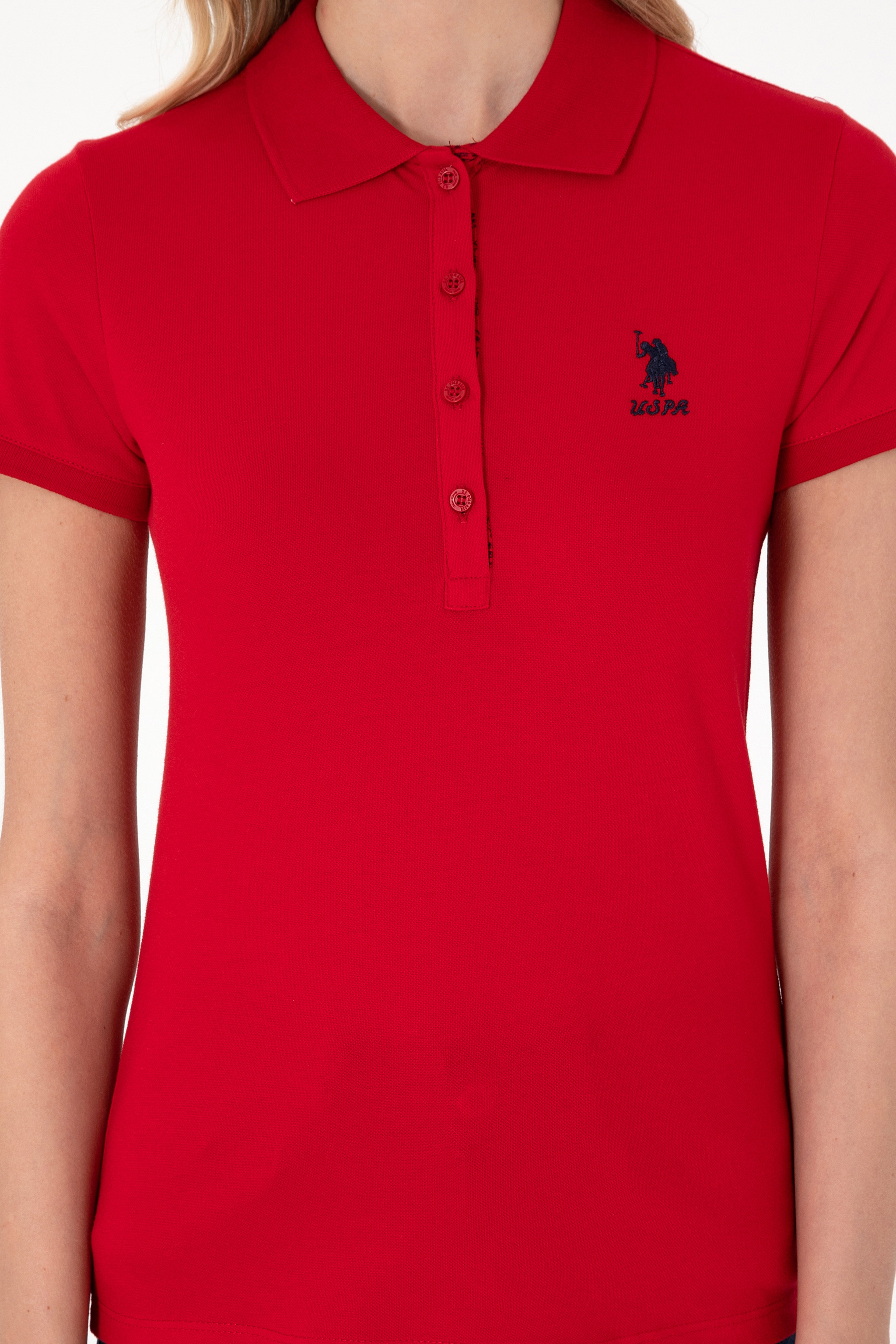 Kadın Kırmızı Basic Polo Yaka Tişört