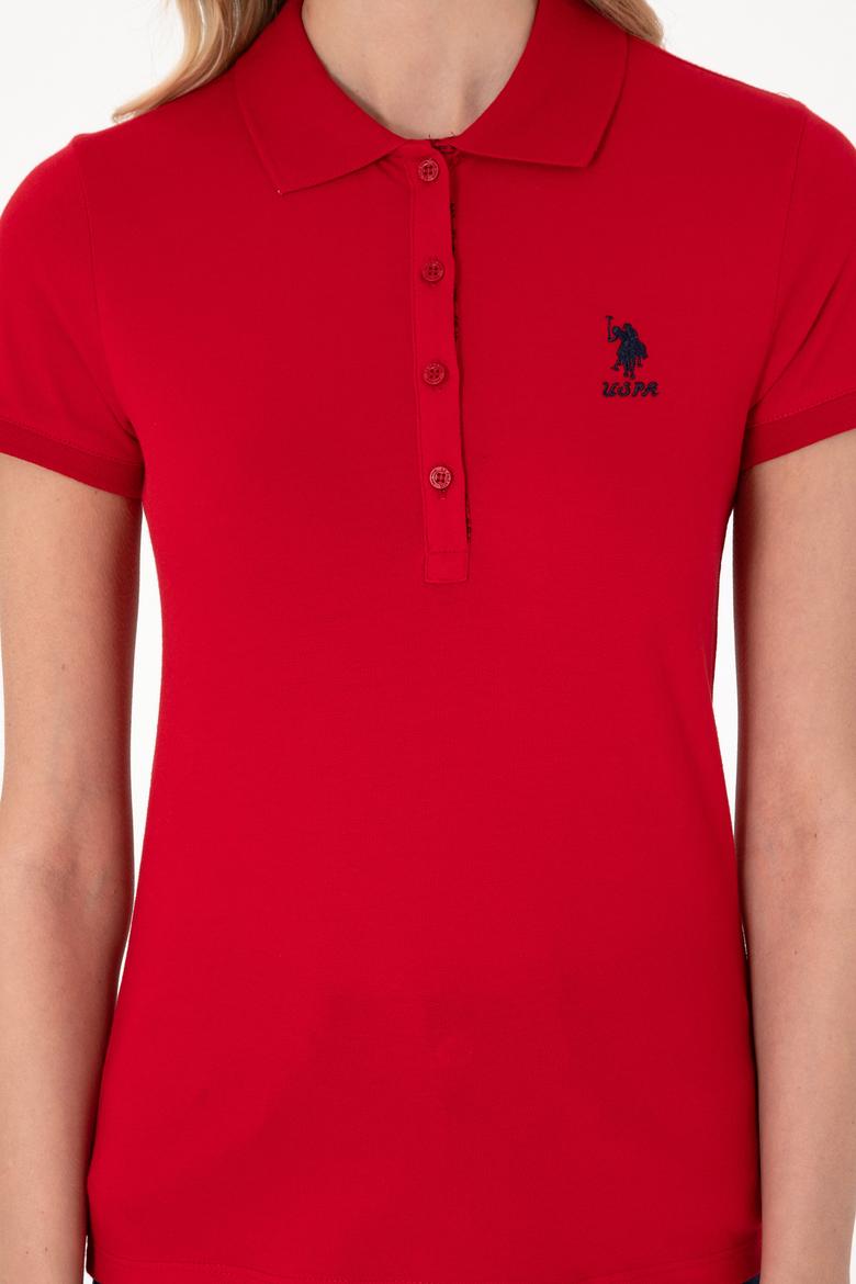 Kadın Kırmızı Basic Polo Yaka Tişört - 50300896056