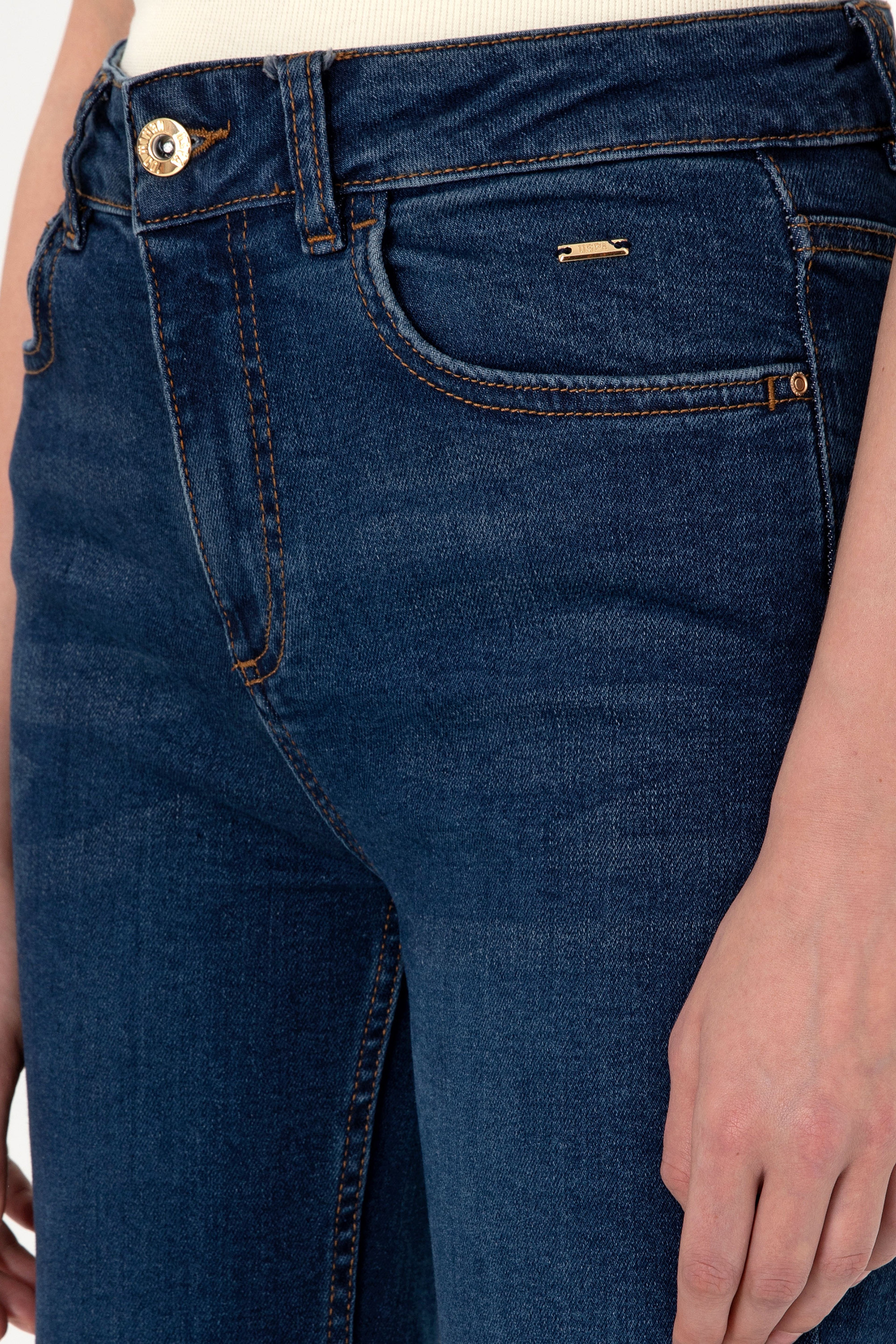 Kadın Koyu Mavi Slim Flare Fit Jean Pantolon