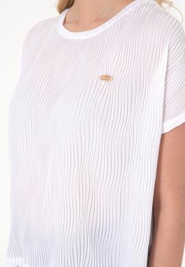 Kadın Beyaz Bisiklet Yaka Tişört - 50300776029