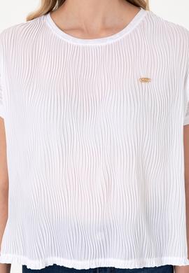 Kadın Beyaz Bisiklet Yaka Tişört - 50300776029