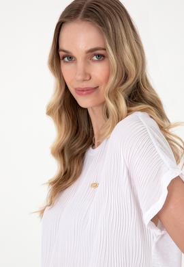 Kadın Beyaz Bisiklet Yaka Tişört - 50300776029