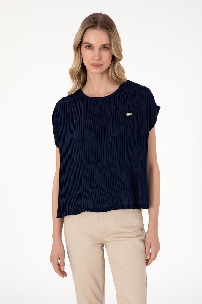 Kadın Lacivert Bisiklet Yaka Tişört