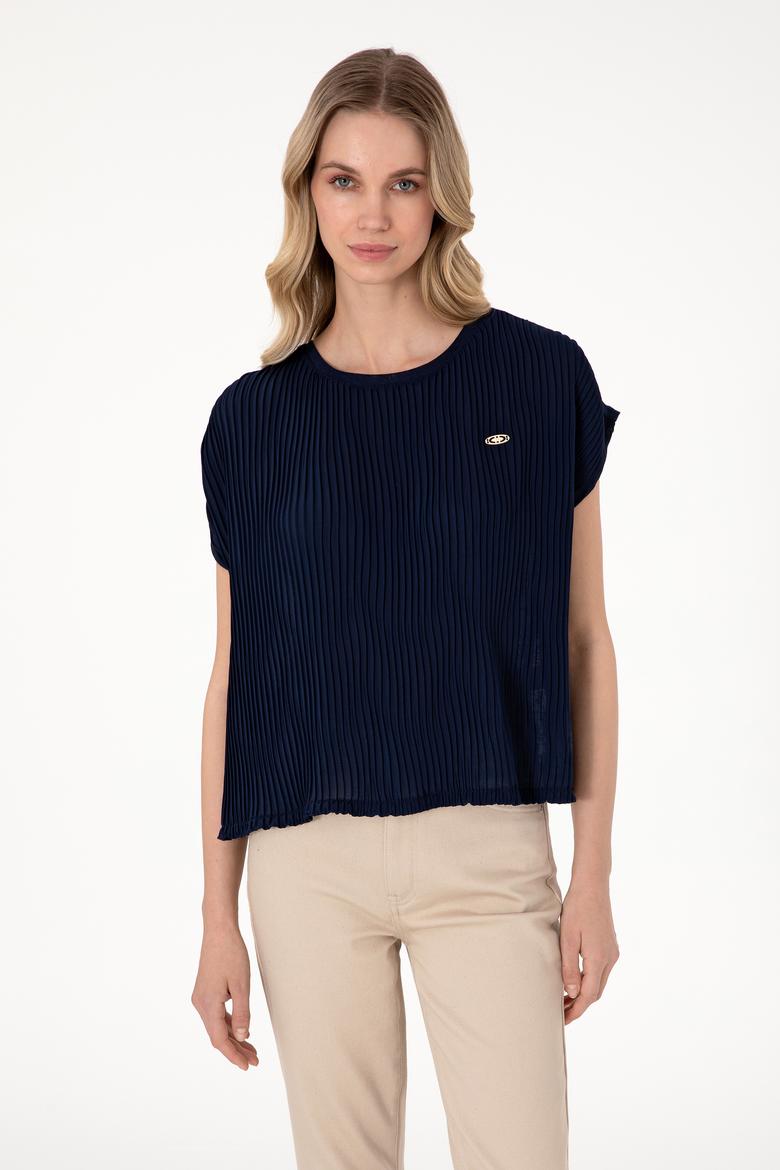 Kadın Lacivert Bisiklet Yaka Tişört