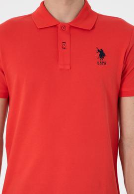 Erkek Slim Fit Polo Yaka Kırmızı Basic Tişört - 50305929328