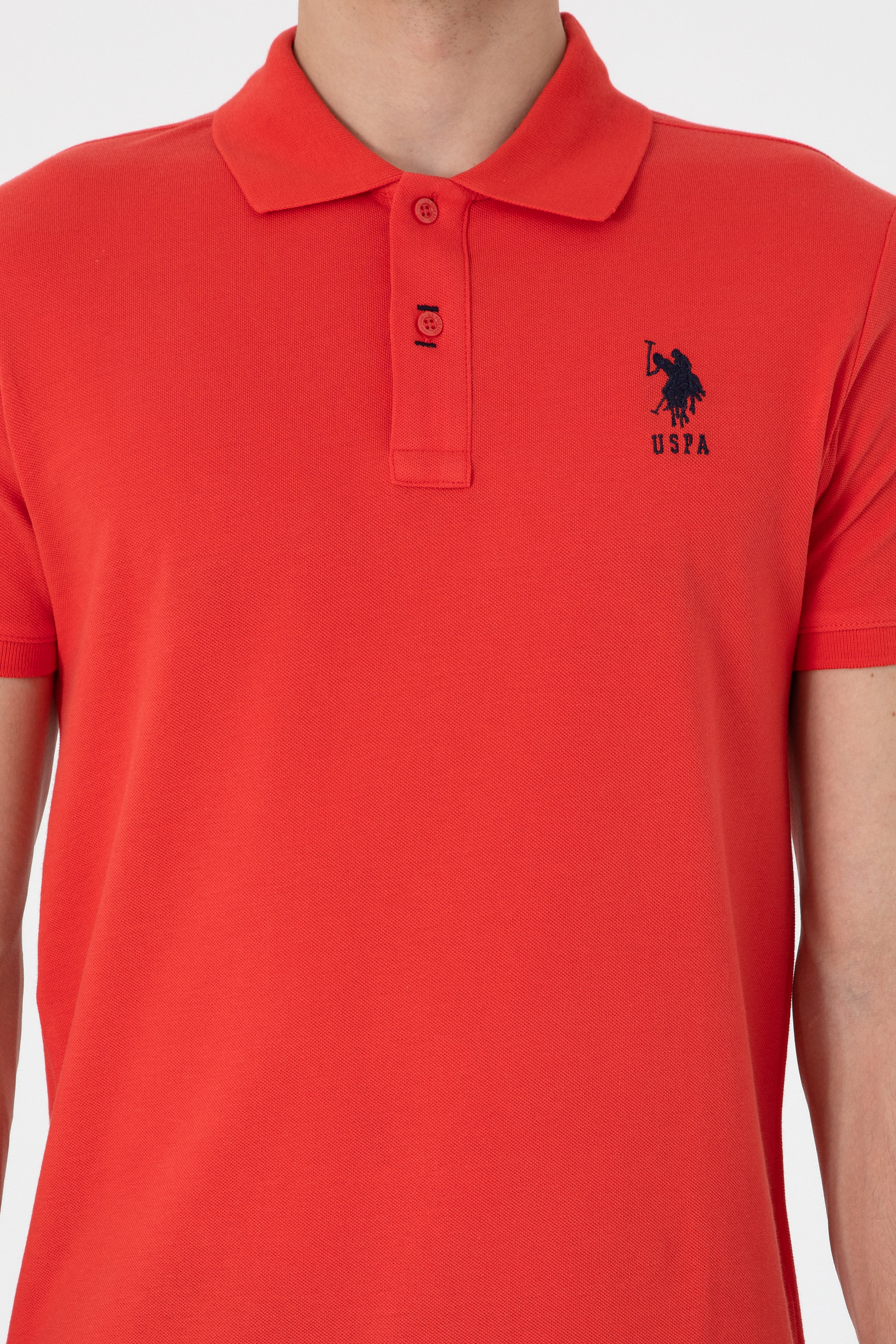 Erkek Slim Fit Polo Yaka Kırmızı Basic Tişört