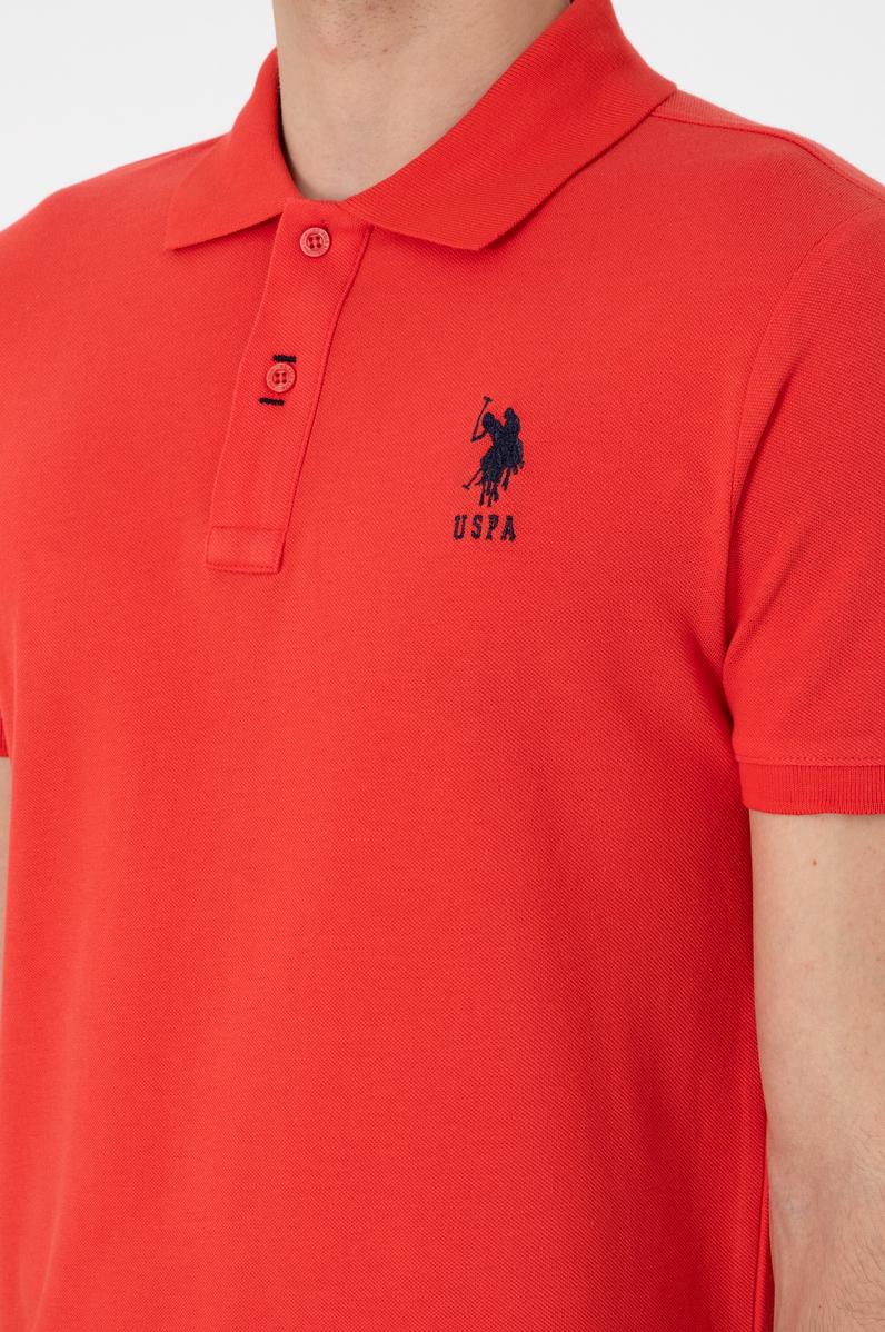 Erkek Slim Fit Polo Yaka Kırmızı Basic Tişört