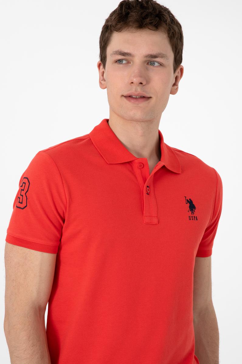 Erkek Slim Fit Polo Yaka Kırmızı Basic Tişört