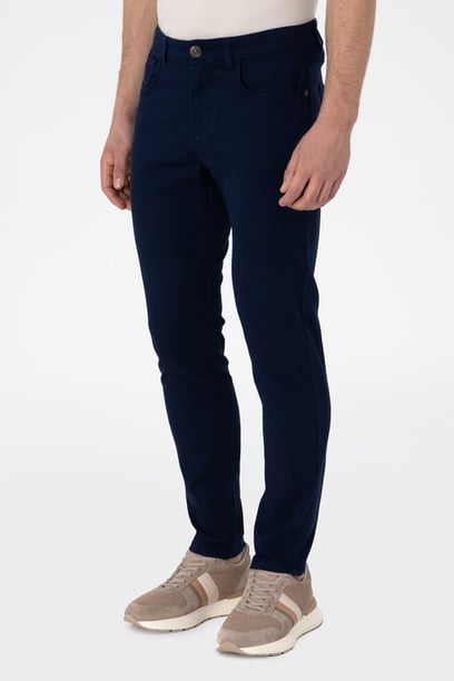 Erkek Slim Fit Lacivert Kanvas Pantolon