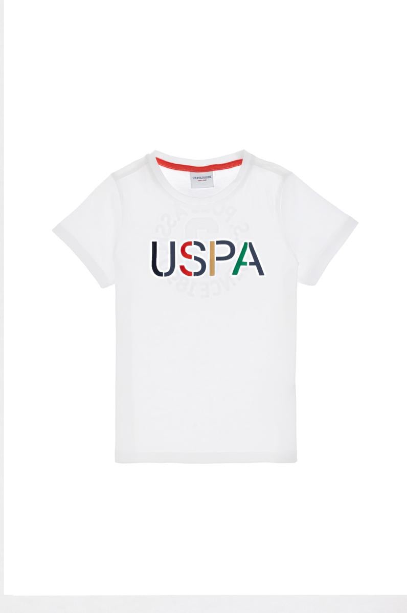 Erkek Çocuk Beyaz Bisiklet Yaka Tişört