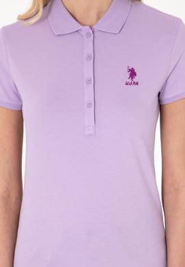 Kadın Lila Basic Polo Yaka Tişört - 50300896076