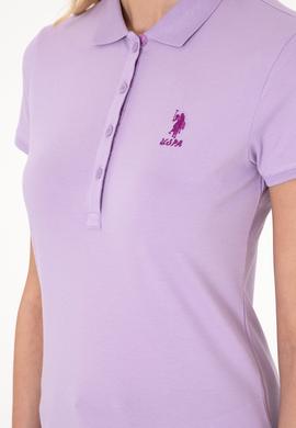 Kadın Lila Basic Polo Yaka Tişört - 50300896076