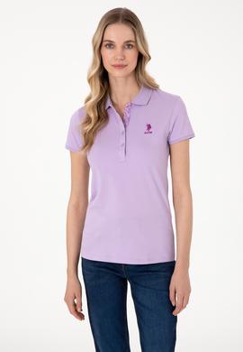 Kadın Lila Basic Polo Yaka Tişört - 50300896076