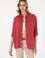 Kadın Vişne Uzun Kollu Keten Tunik Gömlek