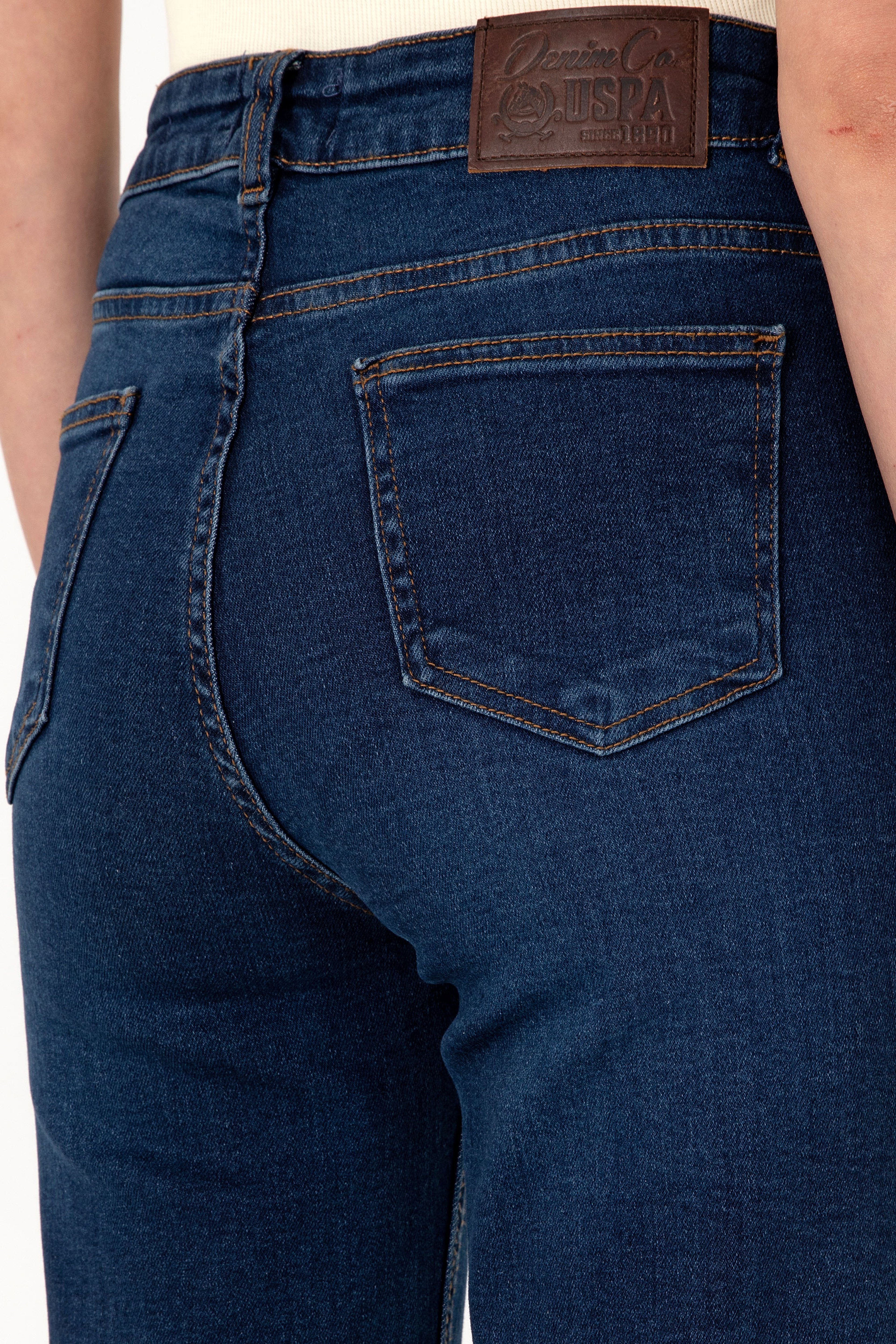 Kadın Koyu Mavi Slim Flare Fit Jean Pantolon - Image 6