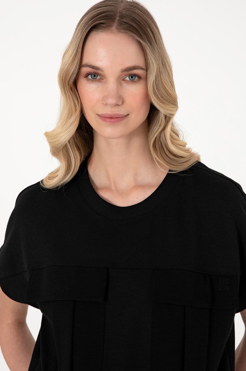 Kadın Siyah Bisiklet Yaka Tişört