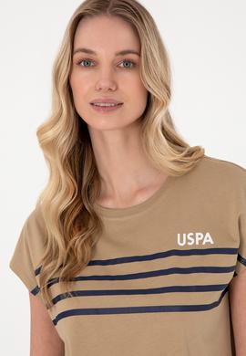 Kadın Haki Bisiklet Yaka Tişört - 50305823017