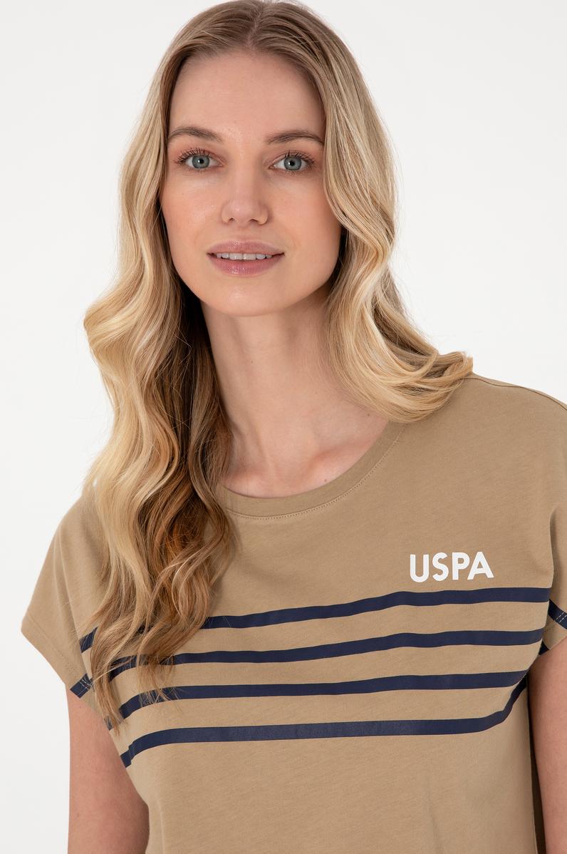 Kadın Haki Bisiklet Yaka Tişört