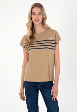 Kadın Haki Bisiklet Yaka Tişört - 50305823017