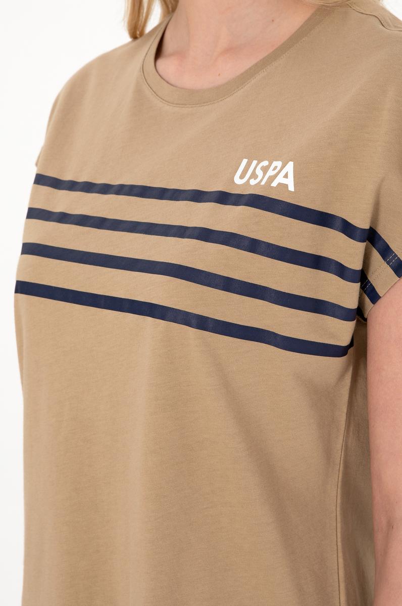 Kadın Haki Bisiklet Yaka Tişört