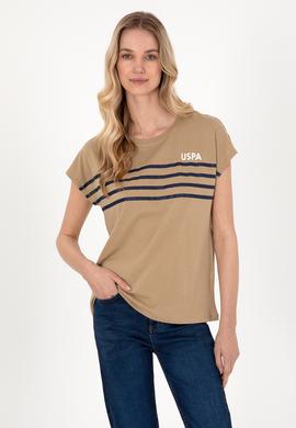 Kadın Haki Bisiklet Yaka Tişört - 50305823017