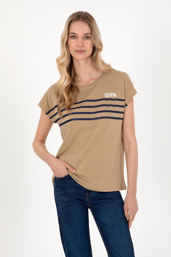 Kadın Haki Bisiklet Yaka Tişört